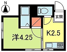 登喜和荘 2-6 2階1Kの間取り