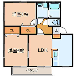 ティファニーA 2LDKの間取図画像