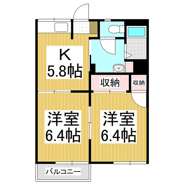 フォーブルみたけ ｜長野県安曇野市豊科南穂高(賃貸アパート2K・2階・42.36㎡)の写真 その2