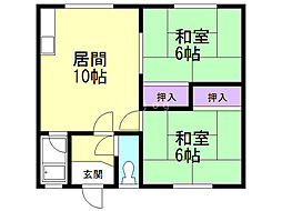 三木マンション 2LDKの間取図画像