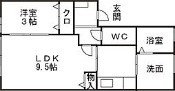 クレアトゥールA 1LDKの間取図画像