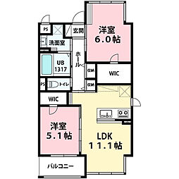EastGrande634 2LDKの間取図画像