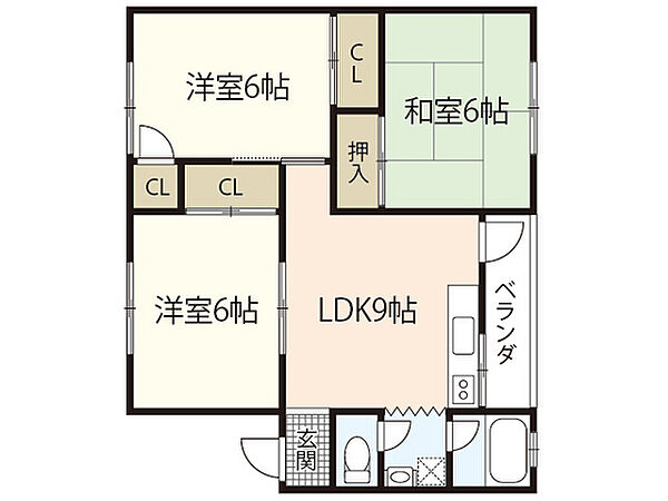 広島県広島市東区戸坂山根1丁目(賃貸マンション3LDK・2階・60.00㎡)の写真 その2