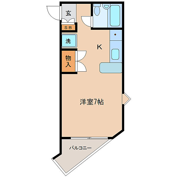 宮城県仙台市宮城野区宮千代１丁目(賃貸マンション1K・5階・22.77㎡)の写真 その2