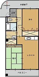 マンションシャローム 2LDKの間取図画像