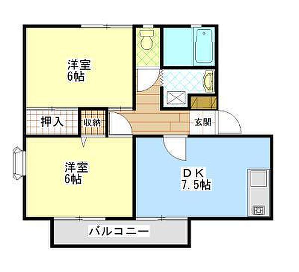 ファミール宝 ｜広島県福山市千田町2丁目(賃貸アパート2DK・1階・45.59㎡)の写真 その2