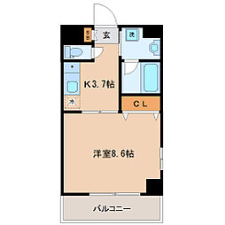 メズューセラ五橋 1Kの間取図画像