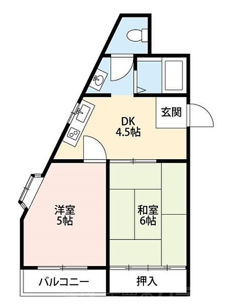 第1松田ハイム ｜大阪府寝屋川市黒原旭町(賃貸マンション2DK・2階・45.00㎡)の写真 その2