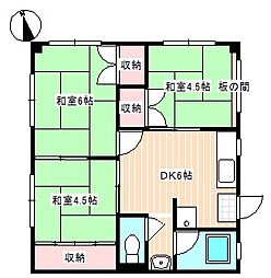 西村アパート 2階3DKの間取り