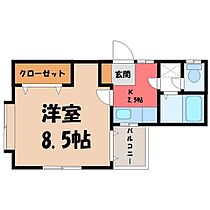 栃木県宇都宮市西原1丁目（賃貸アパート1K・2階・21.50㎡） その2