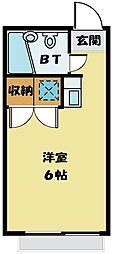 マロンハイツ A 1階ワンルームの間取り