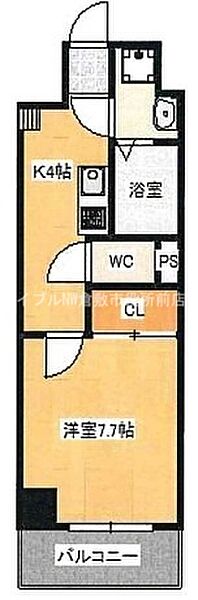 Bella casa South（ベラ　カーサ　サウス） ｜岡山県倉敷市老松町3丁目(賃貸マンション1K・9階・27.05㎡)の写真 その2