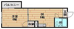 JR芸備線 戸坂駅 徒歩5分の賃貸マンション 3階1DKの間取り