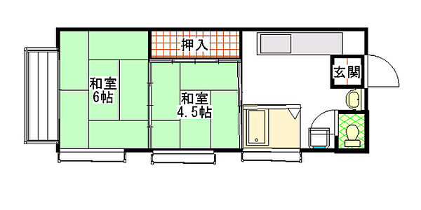 ワタナベハイツ 201｜茨城県日立市大久保町４丁目(賃貸アパート2DK・2階・33.90㎡)の写真 その2