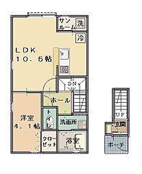 ヴェール・リム1 1LDKの間取図画像