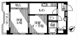 サンフラワービル 2Kの間取図画像