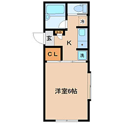 プランドビル銀杏町 2階1Kの間取り