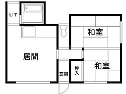 杉本マンション 2LDKの間取図画像