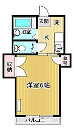 ファミール藤倉2 1Kの間取図画像