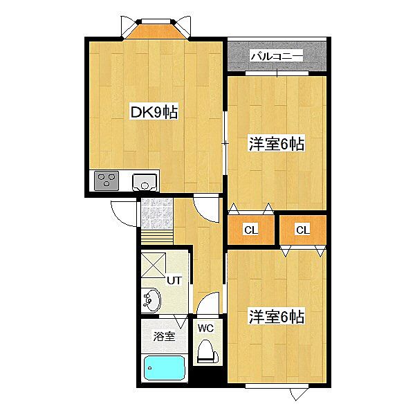 イーストパレス 202｜北海道北見市東陵町(賃貸アパート2DK・2階・50.62㎡)の写真 その2