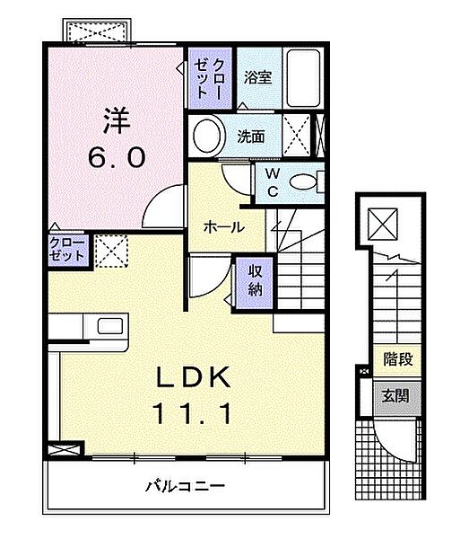 Fride glanz (フリーデグランツ) ｜大阪府藤井寺市沢田３丁目(賃貸アパート1LDK・2階・46.08㎡)の写真 その4