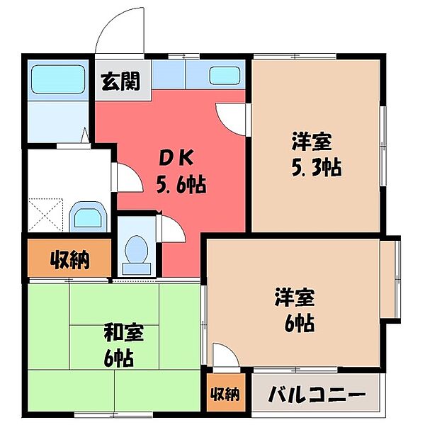 アレスト関口 PART2 ｜栃木県宇都宮市御幸町(賃貸アパート3K・2階・47.87㎡)の写真 その2