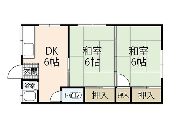 広島県安芸郡海田町南幸町(賃貸マンション2DK・2階・39.33㎡)の写真 その2