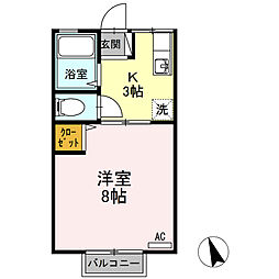 シティハイムミヤケ2 1Kの間取図画像