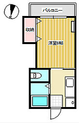 第二金家ビル 3階1Kの間取り