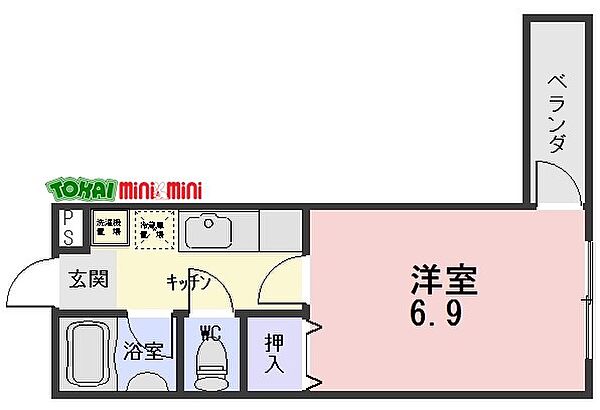 レスポールII 5C｜三重県松阪市京町一区(賃貸アパート1K・5階・20.50㎡)の写真 その2