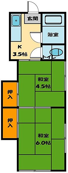 日南ハイツ ｜埼玉県川越市稲荷町(賃貸アパート2K・1階・28.80㎡)の写真 その2