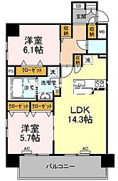 響 2LDKの間取図画像