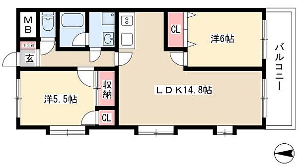 リエス中村公園西 ｜愛知県名古屋市中村区稲上町1丁目(賃貸マンション2LDK・3階・58.23㎡)の写真 その2