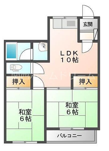 大阪府門真市栄町(賃貸マンション2LDK・4階・48.00㎡)の写真 その2