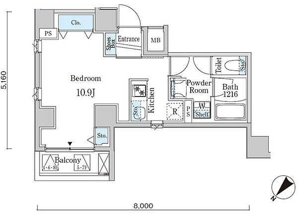 アヴェルーナ月島 5階 | 東京都中央区月島 賃貸マンション 間取