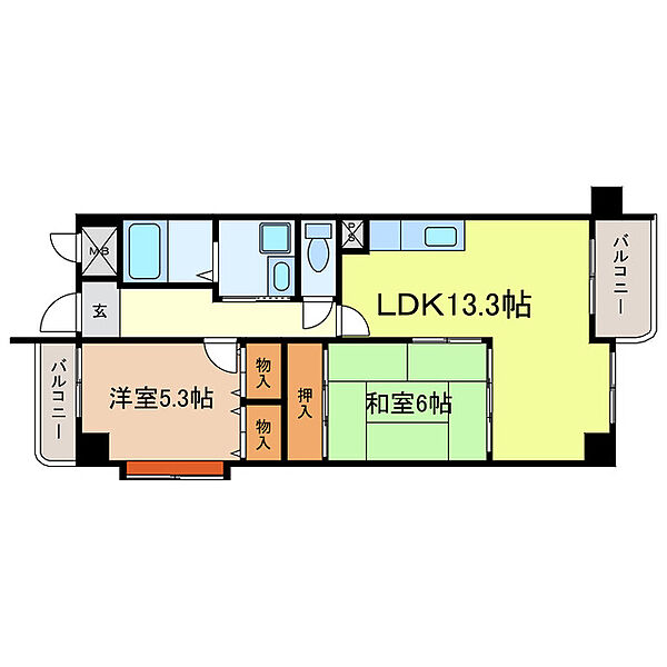 滋賀県大津市萱野浦(賃貸マンション2LDK・2階・60.47㎡)の写真 その2