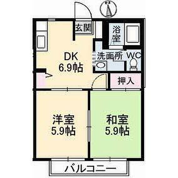 パークボナベンチャーハイツ B102｜鳥取県鳥取市正蓮寺(賃貸アパート2DK・1階・38.50㎡)の写真 その2