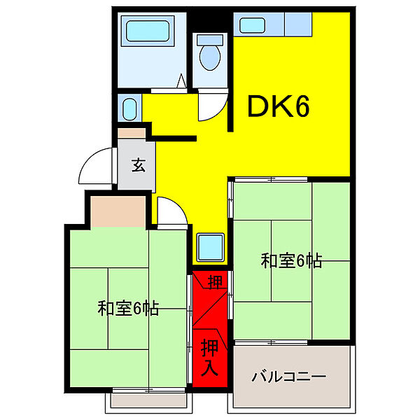 シティハイム白鳥 ｜東京都葛飾区白鳥３丁目(賃貸マンション2DK・3階・46.70㎡)の写真 その2