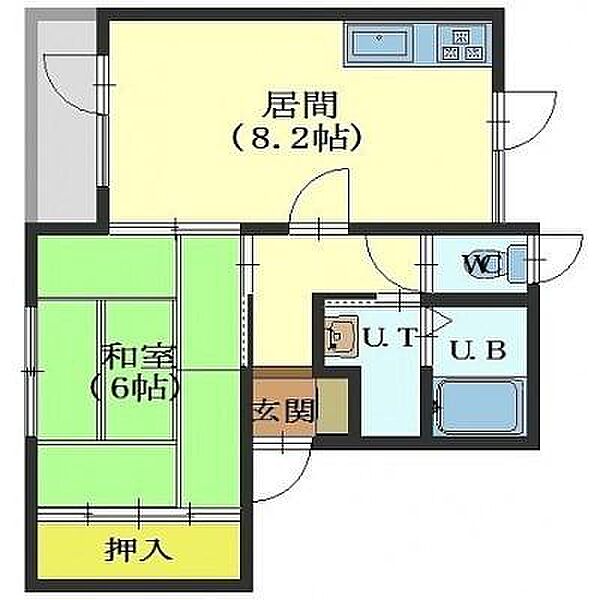 シティハウス89 2-D｜北海道函館市松川町(賃貸アパート1DK・2階・36.28㎡)の写真 その2