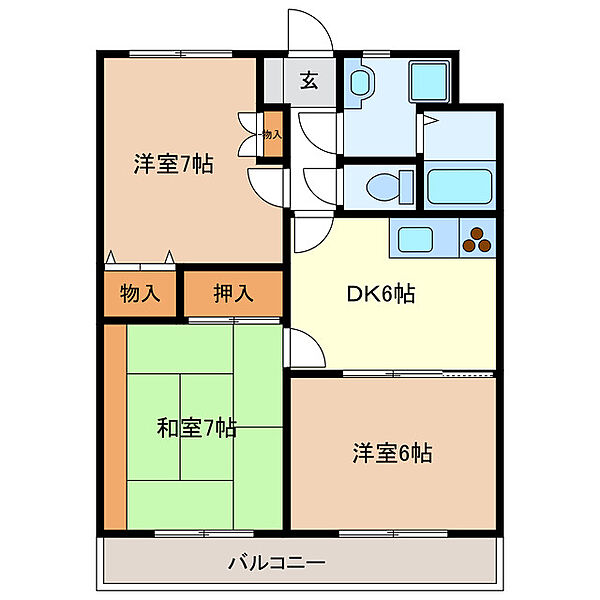 SOCIA優 202｜三重県津市白塚町(賃貸マンション3DK・2階・56.58㎡)の写真 その2