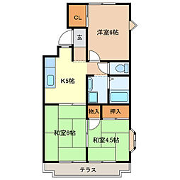 進峰マンションA棟 1階3Kの間取り