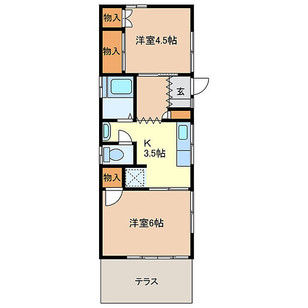 根岸方貸家Ｄ（福居町） 3-3｜栃木県足利市福居町(賃貸一戸建2K・1階・36.43㎡)の写真 その2