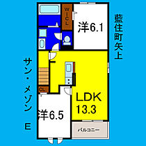 サン・メゾンE  ｜ 徳島県板野郡藍住町矢上字原157（賃貸アパート2LDK・2階・59.58㎡） その2