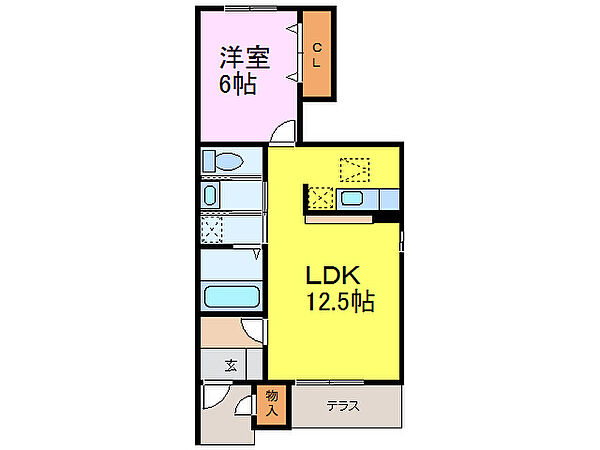 ブリーズVI ｜栃木県下都賀郡野木町大字丸林(賃貸アパート1LDK・1階・46.03㎡)の写真 その2