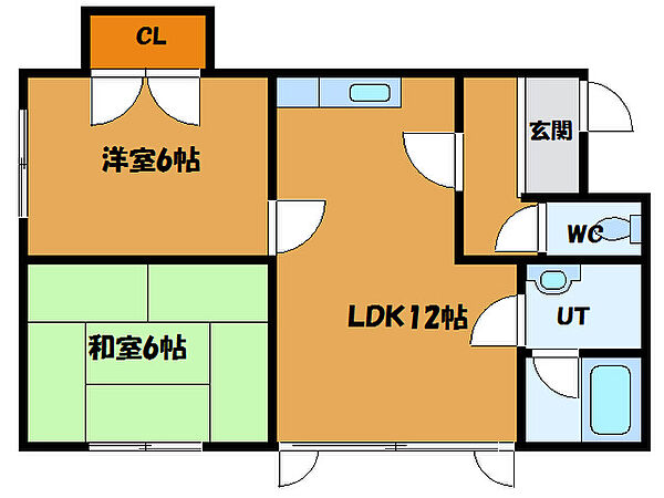 レジデンス赤石 ｜北海道函館市大縄町(賃貸アパート2LDK・2階・51.97㎡)の写真 その1