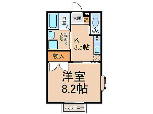 カシアII 201｜愛知県小牧市大字岩崎(賃貸アパート1K・2階・28.00㎡)の写真 その2