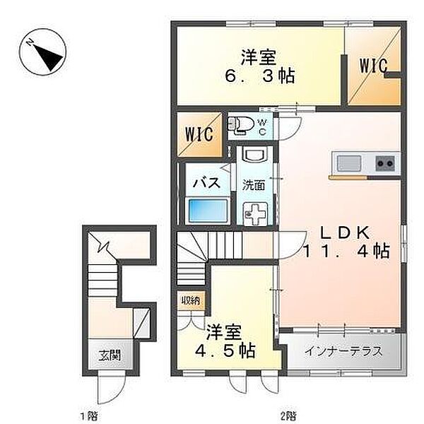 栃木県下都賀郡野木町大字丸林(賃貸アパート2LDK・2階・58.18㎡)の写真 その2