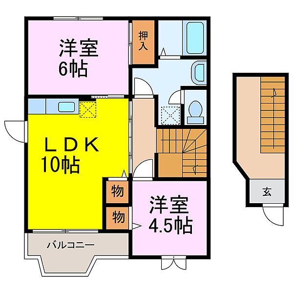 栃木県下都賀郡野木町大字南赤塚(賃貸アパート2LDK・2階・58.12㎡)の写真 その2