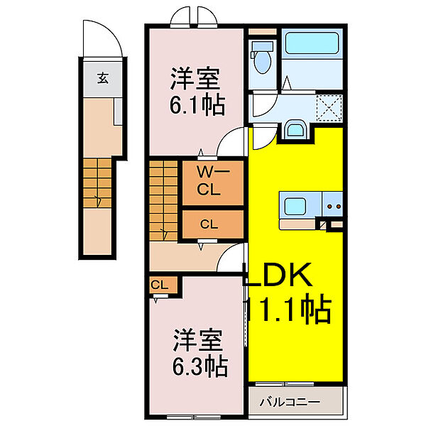 レオノーレ ｜埼玉県加須市南篠崎(賃貸アパート2LDK・2階・58.57㎡)の写真 その2