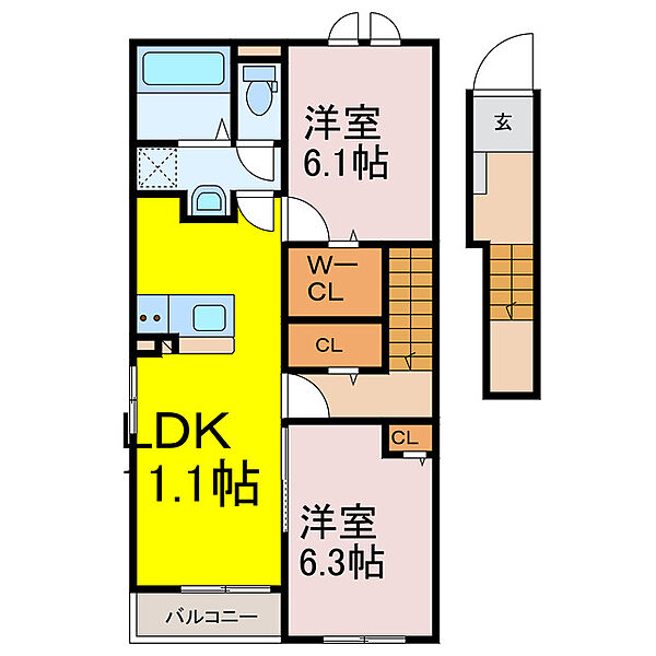 フィデリオ ｜埼玉県加須市南篠崎(賃貸アパート2LDK・2階・58.57㎡)の写真 その2